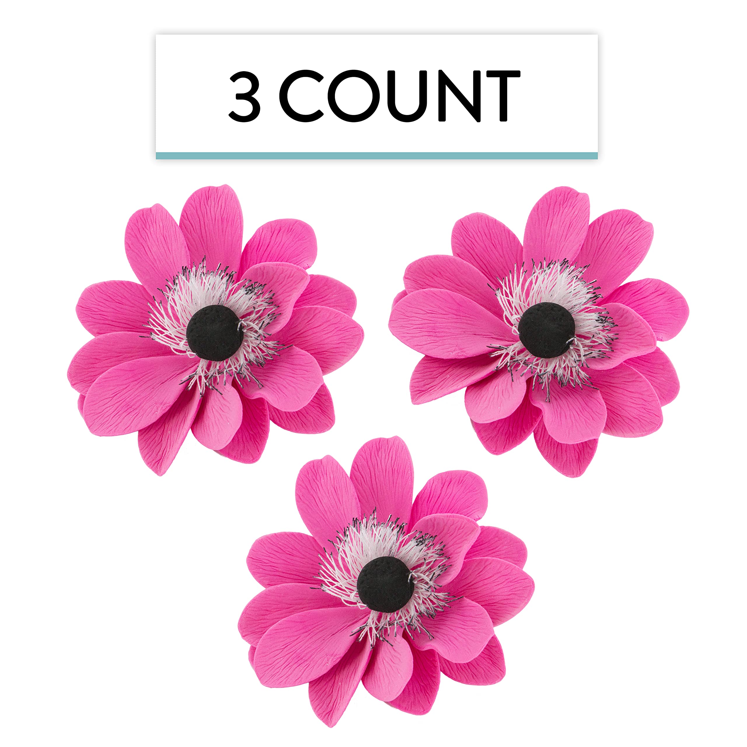 Global Sugar Art Sugar Pink and Black Anemone by Chef Alan Tetreault, 3 Count