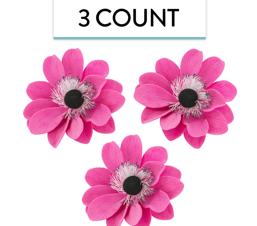 Global Sugar Art Sugar Pink and Black Anemone by Chef Alan Tetreault, 3 Count