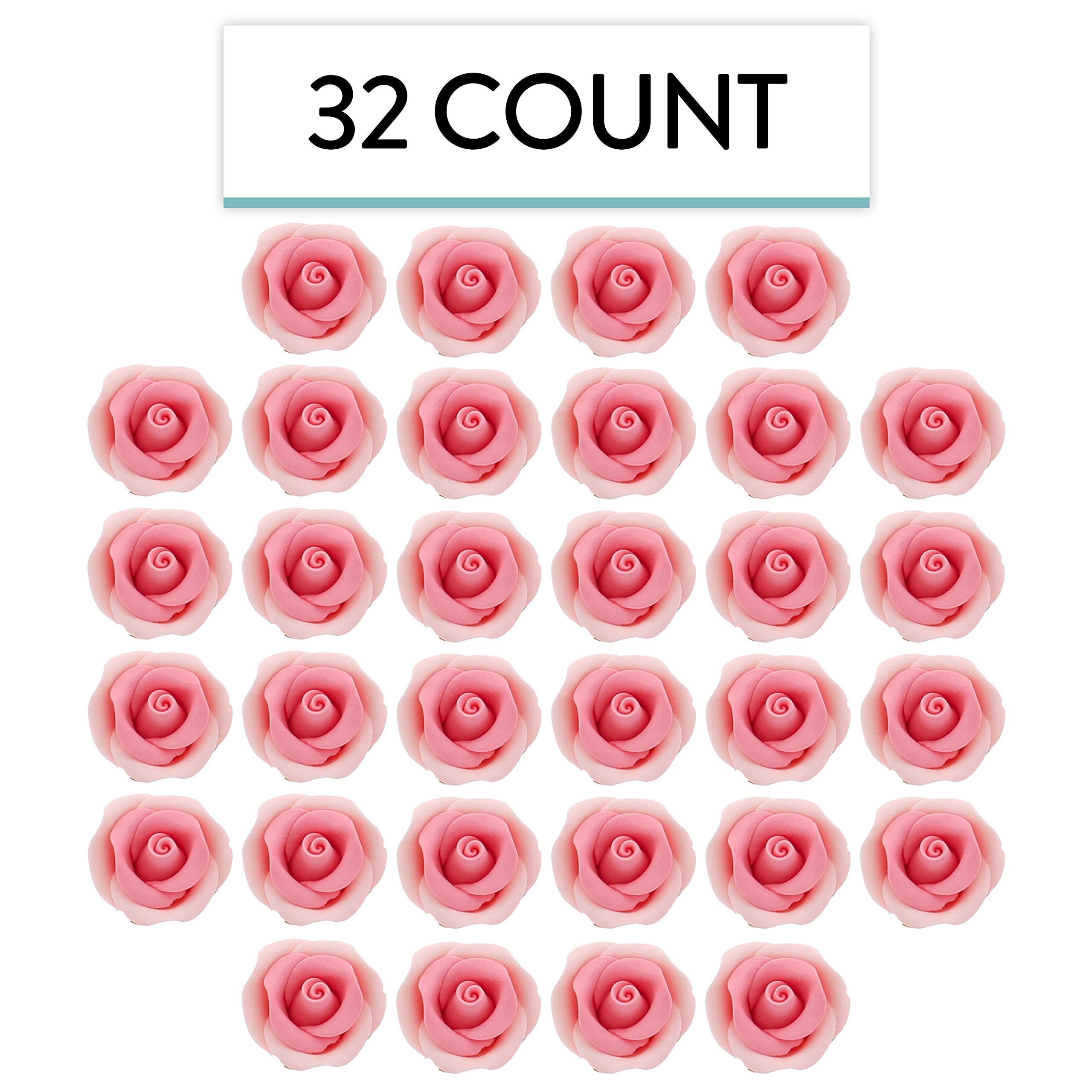 Shrub Rose Sugar Flowers for Cakes, by Global Sugar Art, Small, Pink