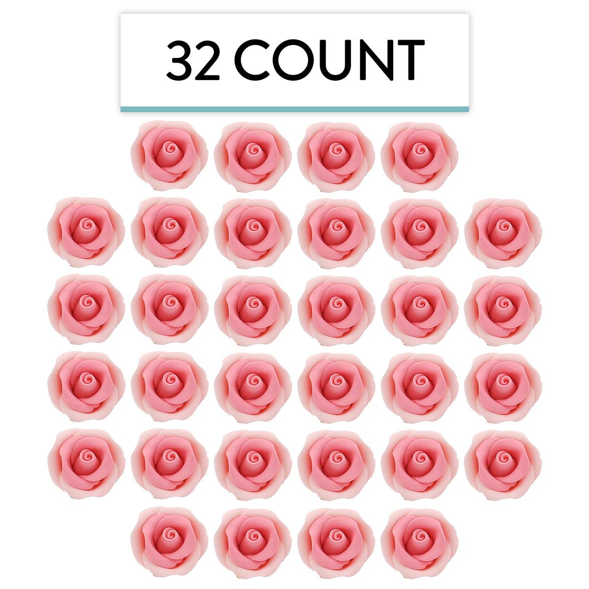 Shrub Rose Sugar Flowers for Cakes, by Global Sugar Art, Small, Pink