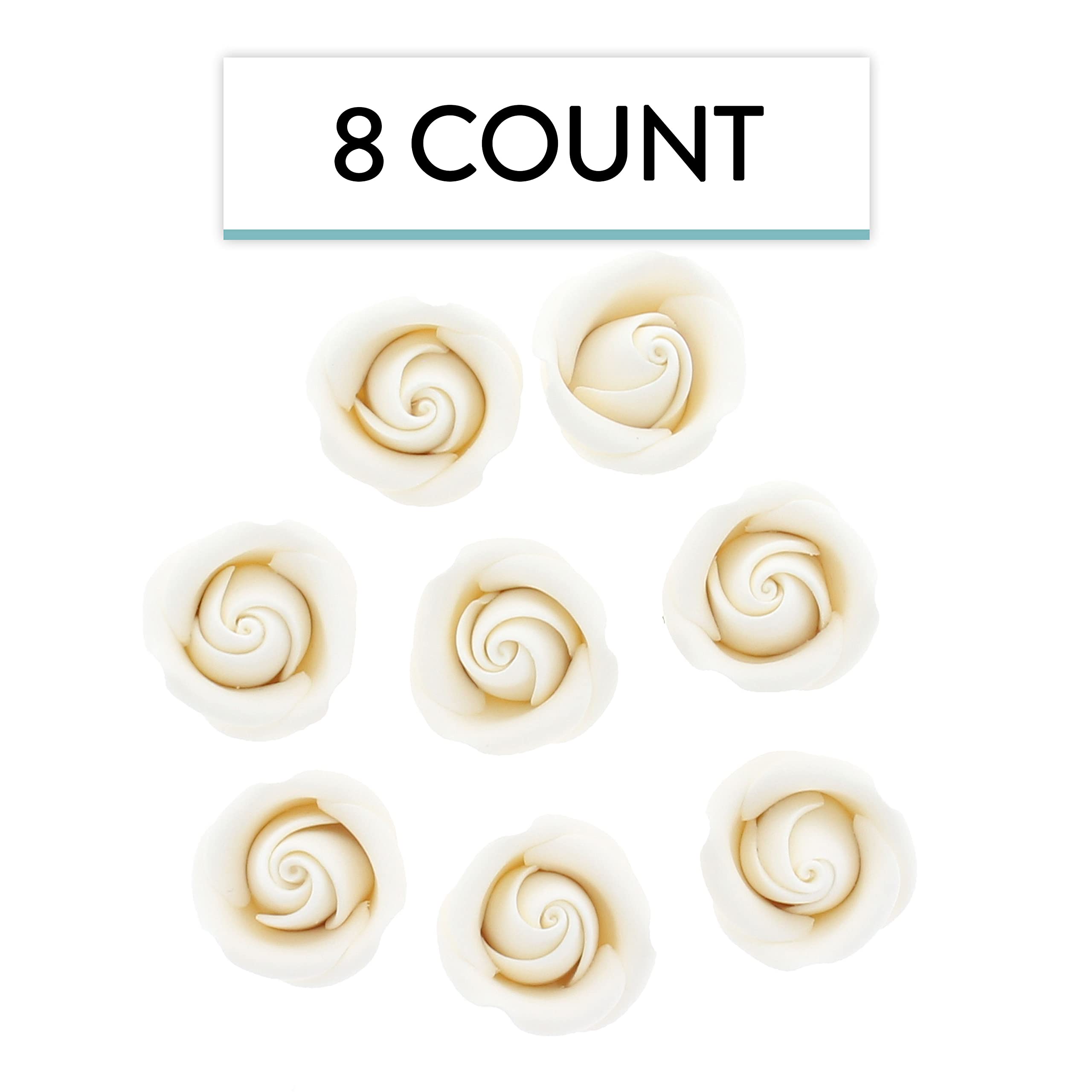 Rebecca Roses, Gum Paste Flowers for Cakes, by Global Sugar Art, White, Small