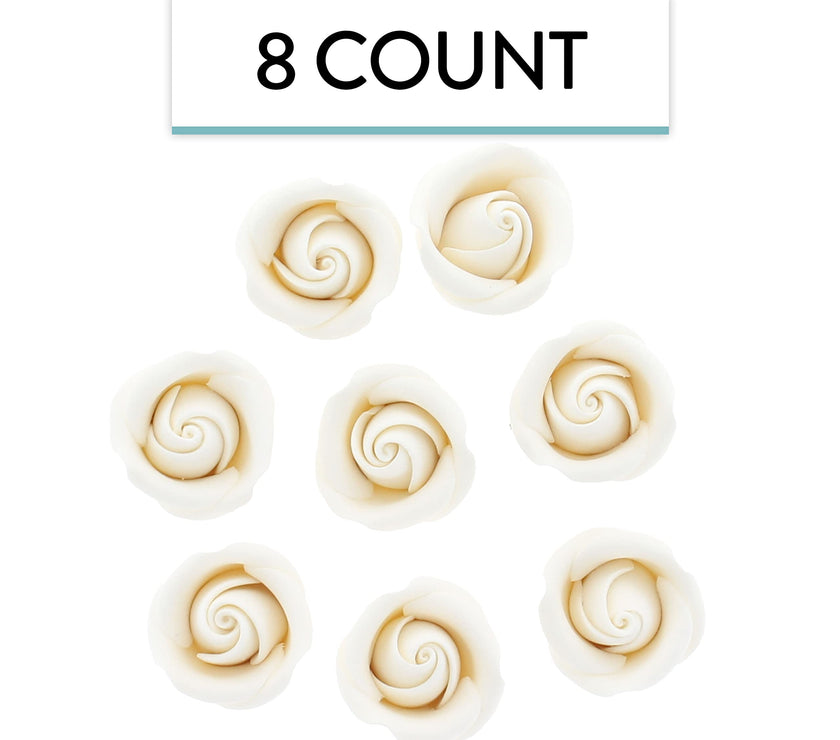 Rebecca Roses, Gum Paste Flowers for Cakes, by Global Sugar Art, White, Small