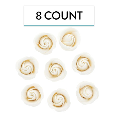 White Rebecca Roses, 1-inch, 8 Count