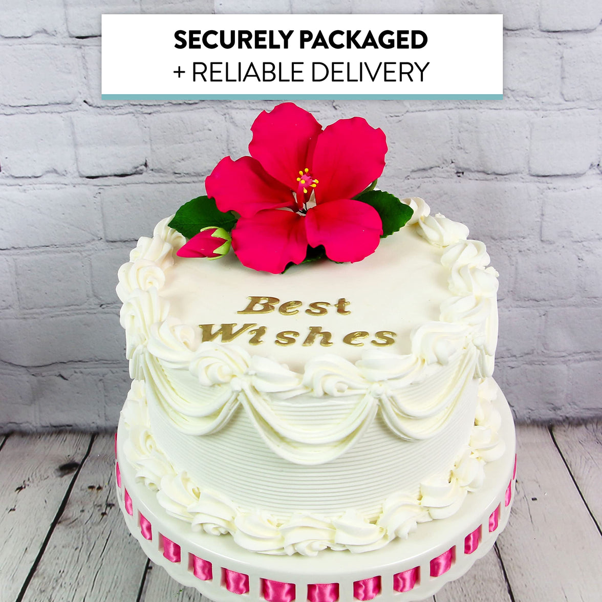 Tropical Hibiscus Sugar Cake Flower Spray by Global Sugar Art, Pink