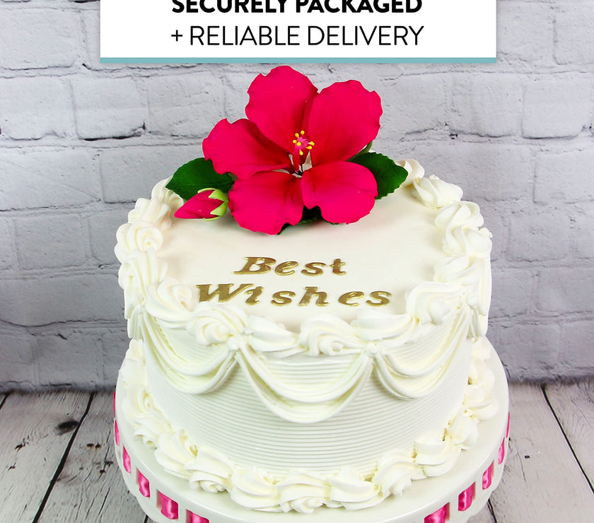 Tropical Hibiscus Sugar Cake Flower Spray by Global Sugar Art, Pink