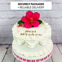 Tropical Hibiscus Sugar Cake Flower Spray by Global Sugar Art, Pink