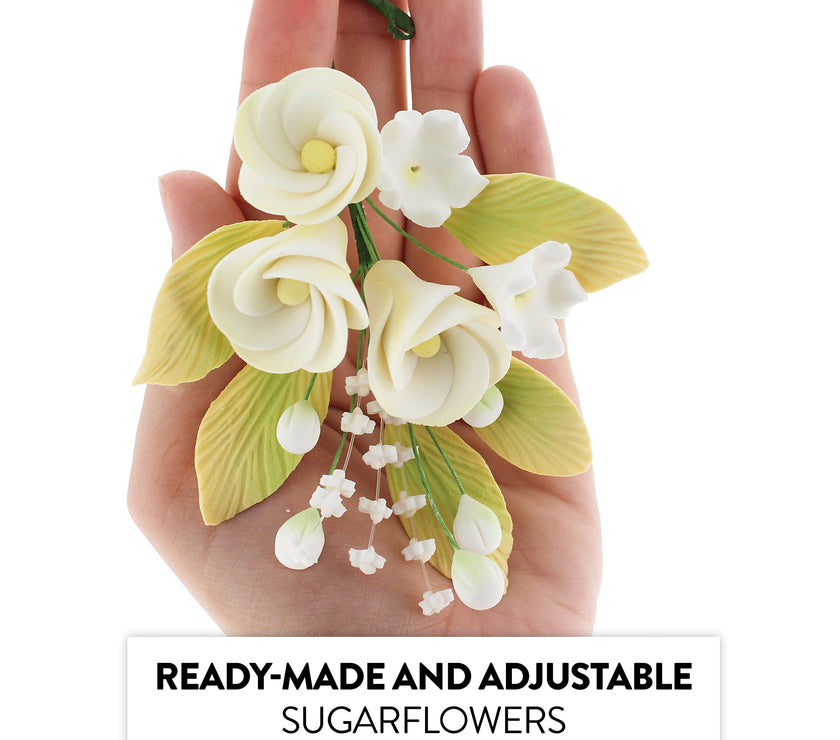 Tropical Cake Topper Frangipani Spray Gum Paste Flower by Global Sugar Art, Small