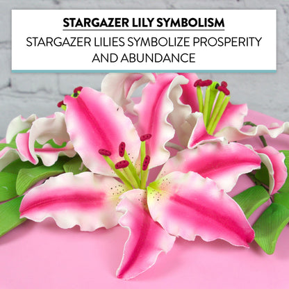 Pink and White Stargazer Lily with Leaves Kit, 3 Count