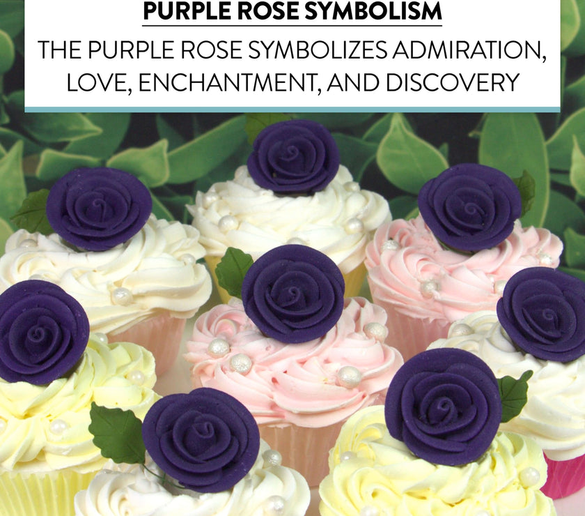 Premium Edible Roses for Cakes and Cupcakes, Sweet Royal Icing Roses, by Global Sugar Art, Deep Violet