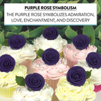 Premium Edible Roses for Cakes and Cupcakes, Sweet Royal Icing Roses, by Global Sugar Art, Deep Violet
