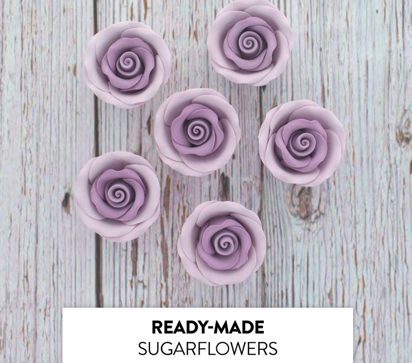 Premium Roses for Decorating Cakes and Cupcakes, by Global Sugar Art, Medium, Lavender Pink Yellow Peach