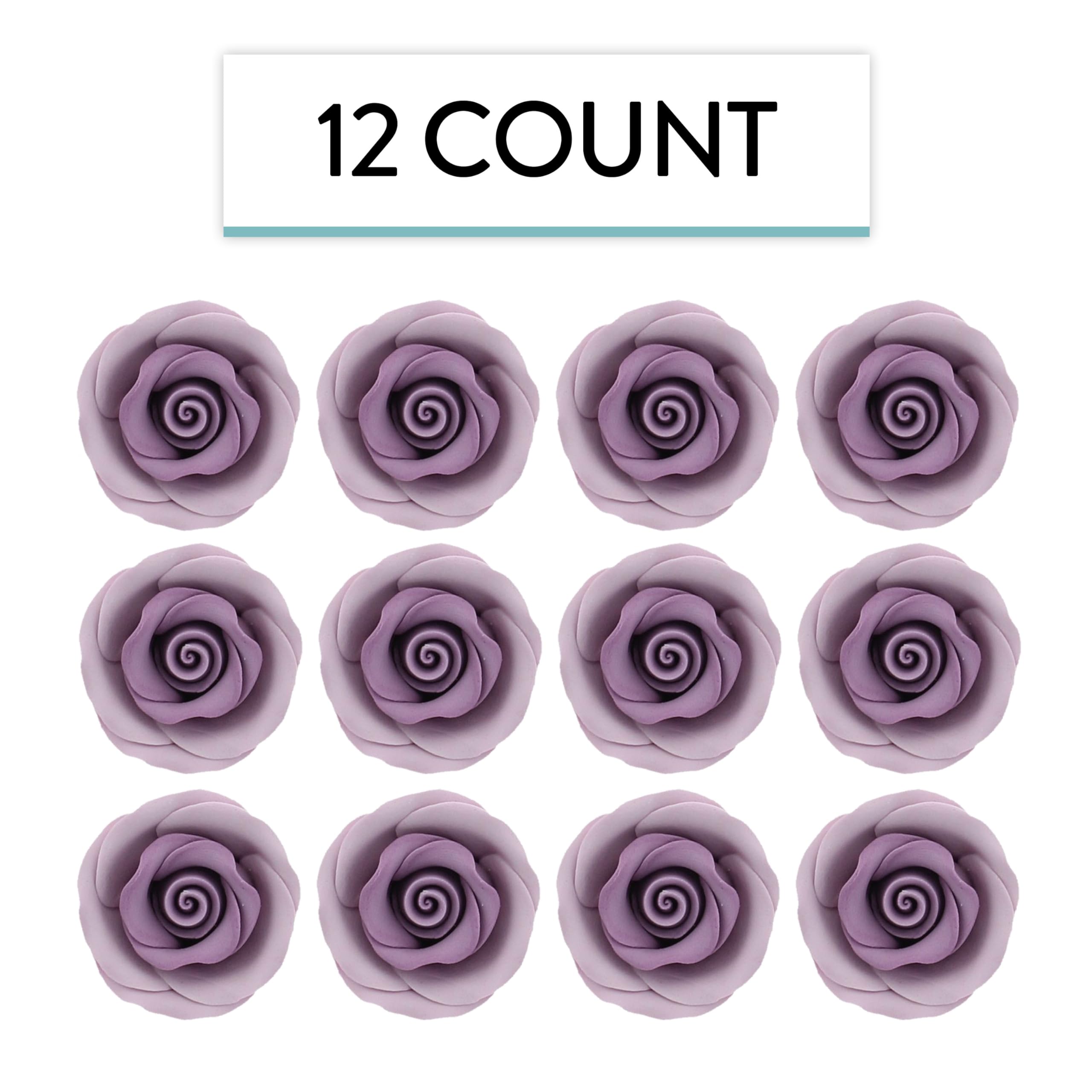 Premium Roses for Decorating Cakes and Cupcakes, by Global Sugar Art, Medium, Lavender Pink Yellow Peach