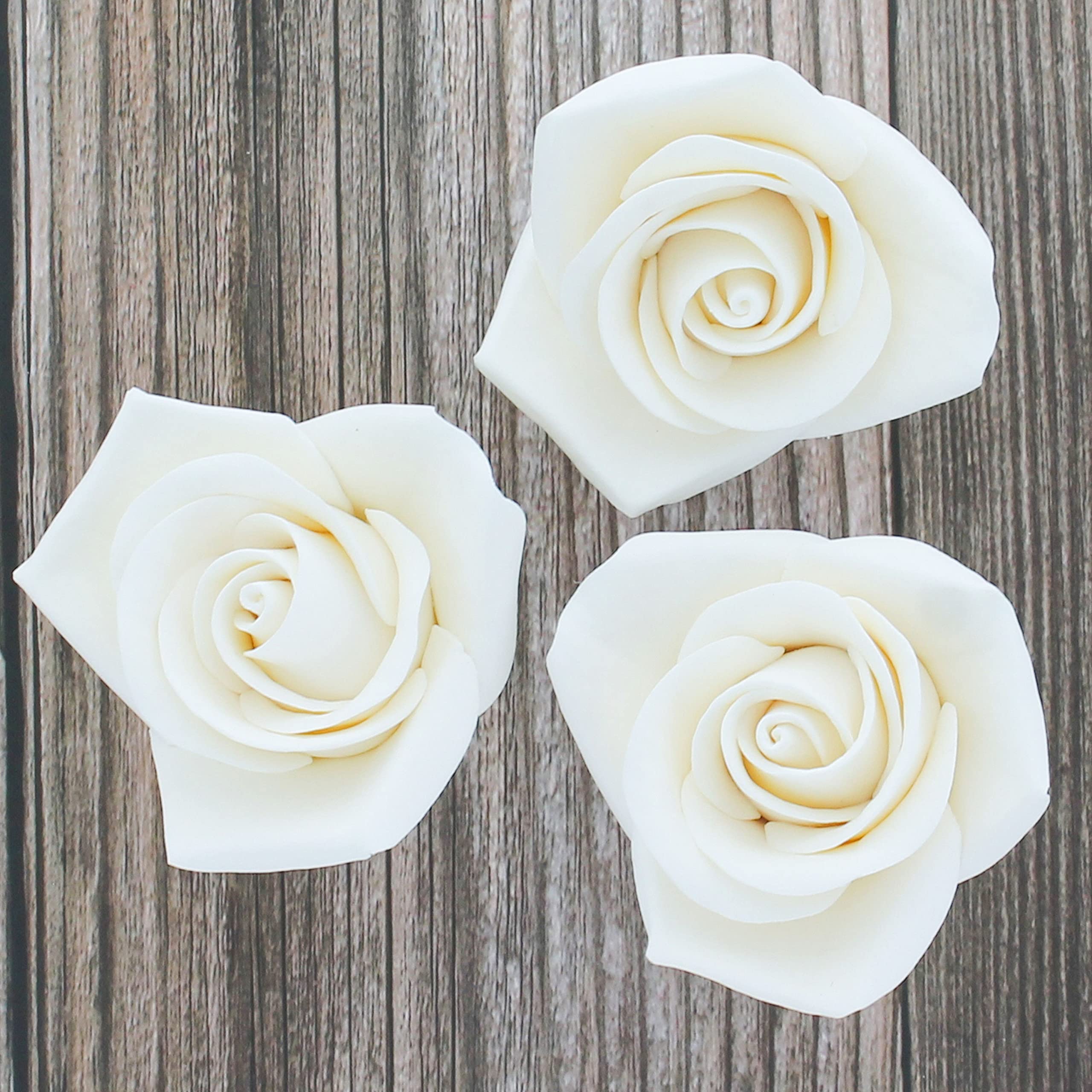 Peace Rose Sugar Flowers for Cake Decorating, by Global Sugar Art, Medium, White