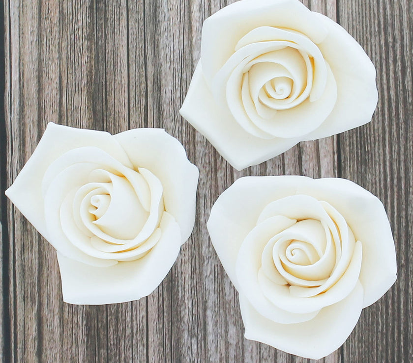 Peace Rose Sugar Flowers for Cake Decorating, by Global Sugar Art, Medium, White