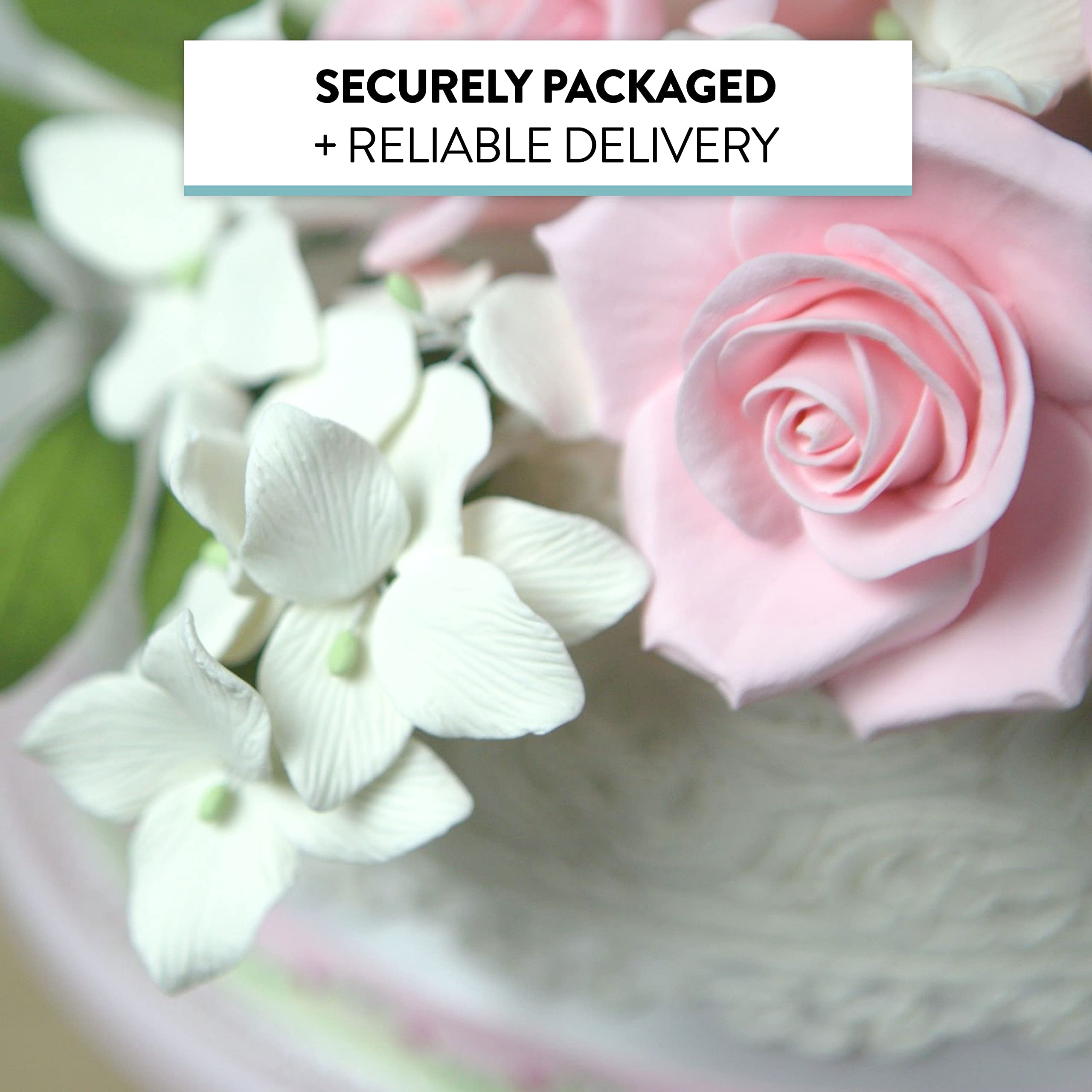 Peace Rose Sugar Flowers for Cake Decorating, by Global Sugar Art, Large, Pink