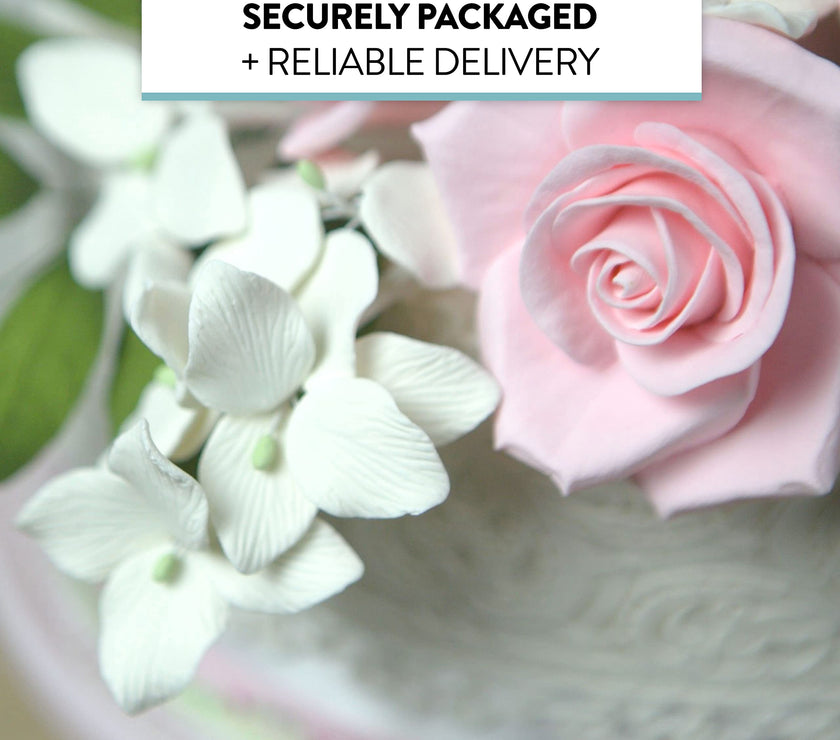 Peace Rose Sugar Flowers for Cake Decorating, by Global Sugar Art, Large, Pink