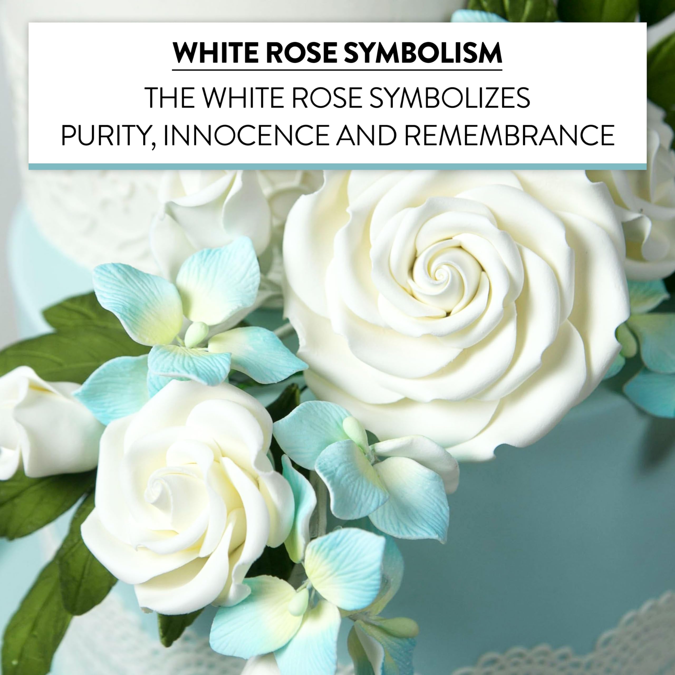 Rebecca Roses, Gum Paste Flowers for Cakes, by Global Sugar Art, White, Medium