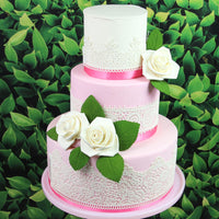 Peace Rose Sugar Flowers for Cake Decorating, by Global Sugar Art, Large, White