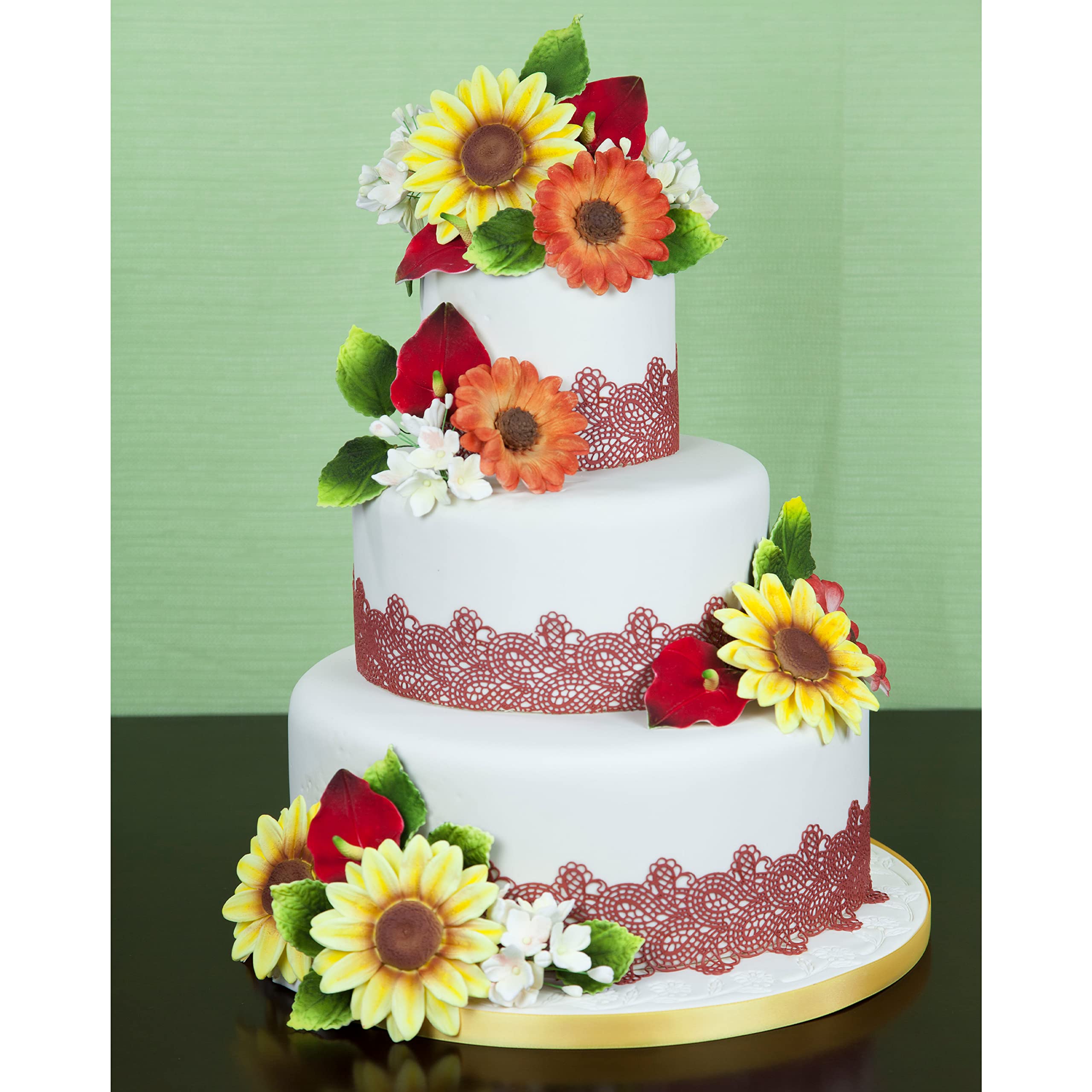 Rose Leaf Spray, Sugar Cake Flower Leaves by Global Sugar Art, Green Faded Tips