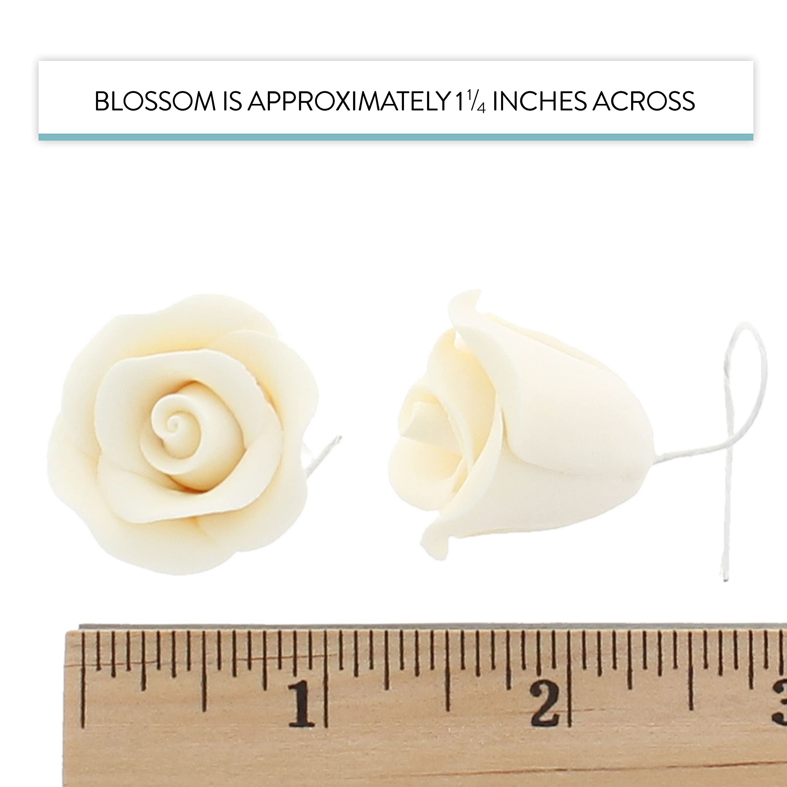 Shrub Rose Sugar Flowers for Cakes, by Global Sugar Art, Small, White