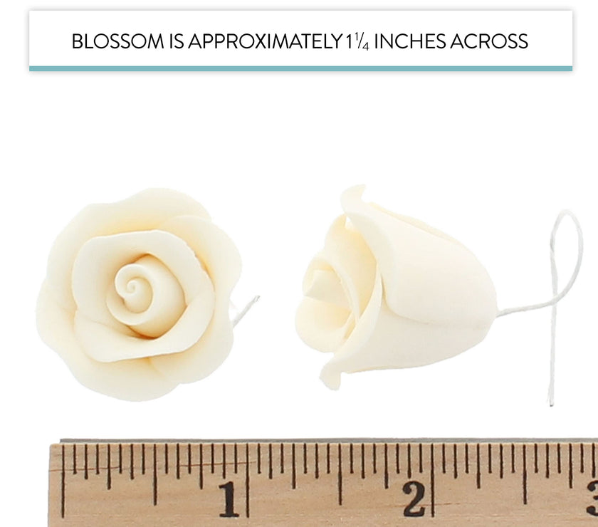 Shrub Rose Sugar Flowers for Cakes, by Global Sugar Art, Small, White