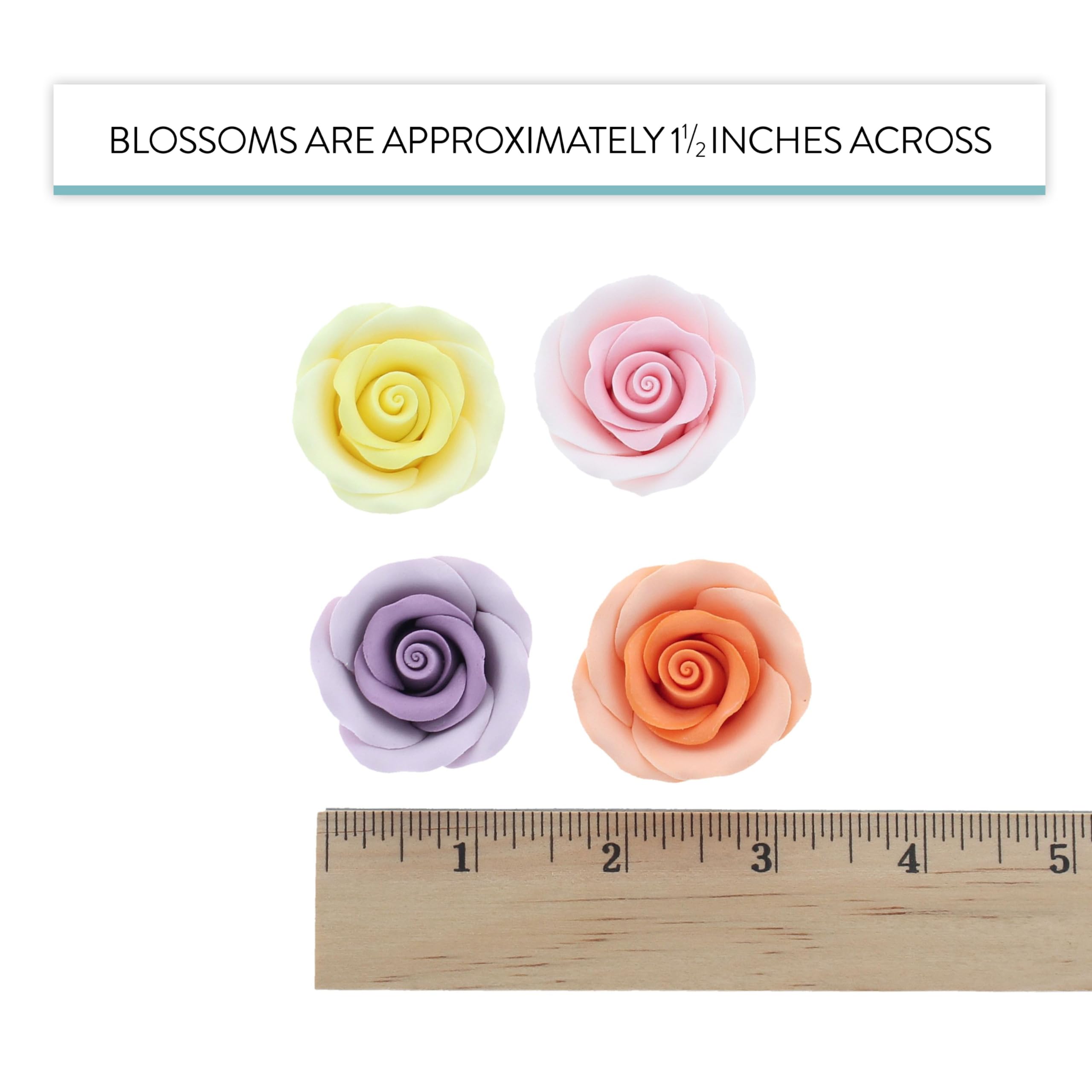 Premium Roses for Decorating Cakes and Cupcakes, by Global Sugar Art, Medium, Lavender Pink Yellow Peach