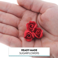 Tiny Rose Sugar Flowers, Edible Cupcake Toppers, Extra Small, by Global Sugar Art, Red