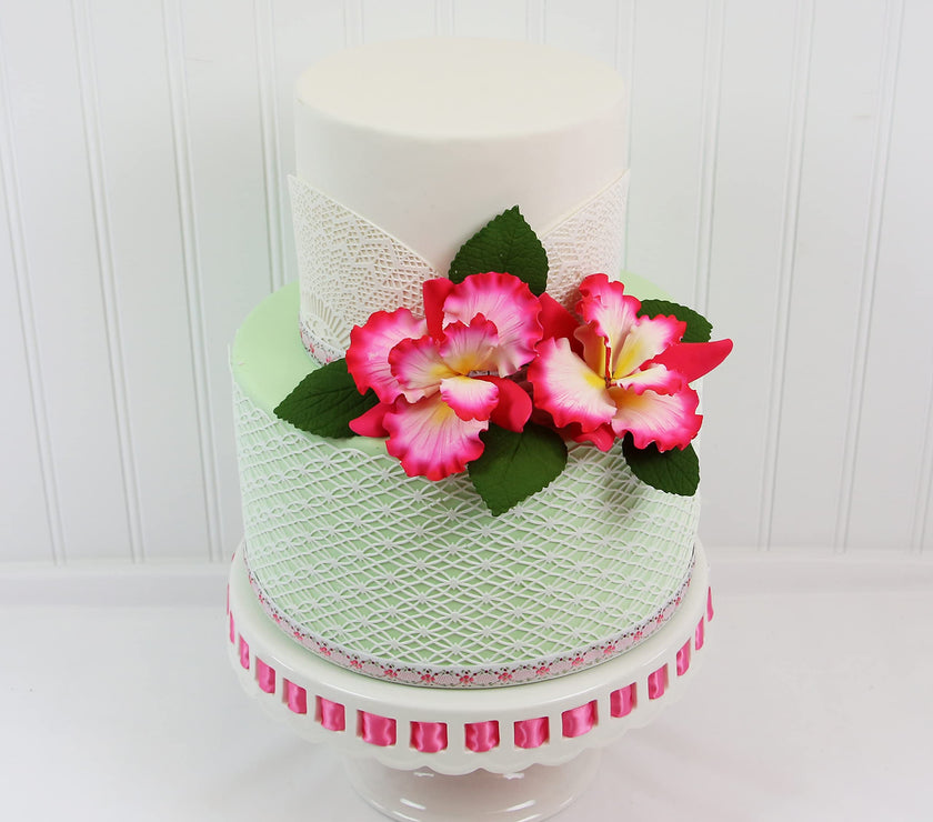 Dutch Iris Sugar Cake Flower, Cake Topper by Global Sugar Art, Pink