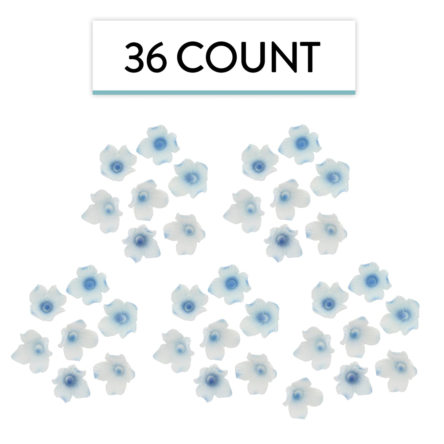 Blue Hydrangea Flowers, Unwired, 1-inch, 36 Count
