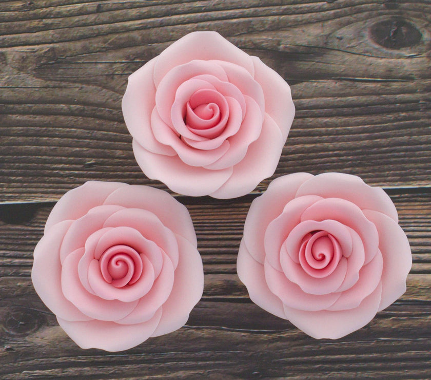 Shrub Rose Sugar Flowers for Cakes, by Global Sugar Art, Large, Pink