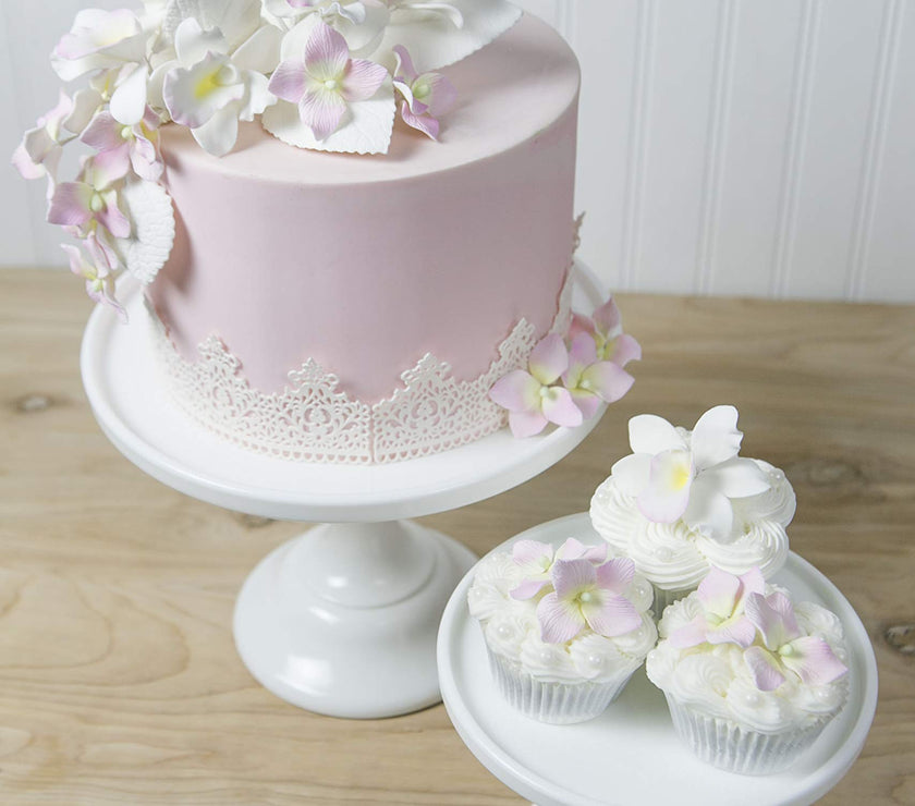 Orchid Sugar Cake Flowers, Pearly Orchids, by Global Sugar Art, Small, White, 6 Count