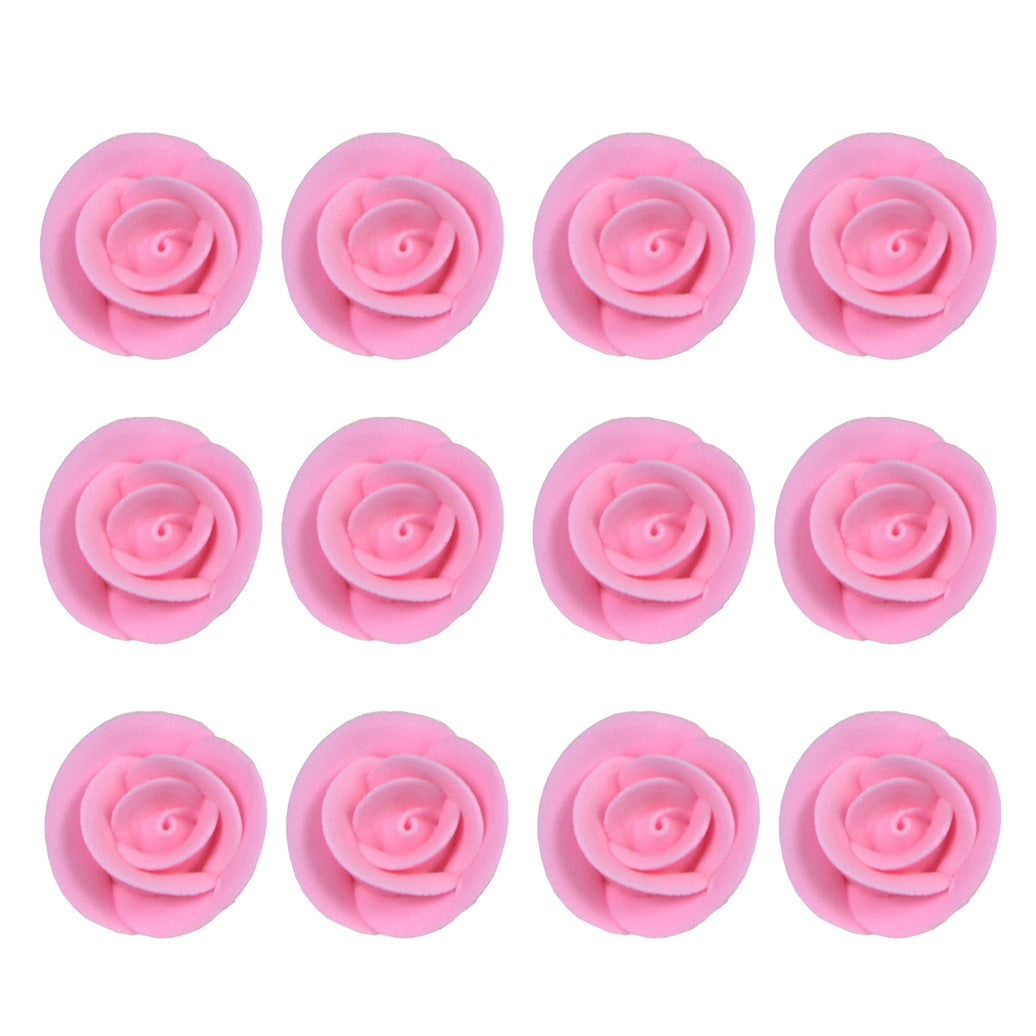 Premium Edible Roses for Cakes and Cupcakes, Sweet Royal Icing Roses, by Global Sugar Art, Pink