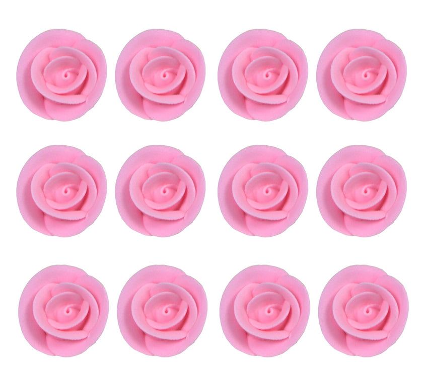 Premium Edible Roses for Cakes and Cupcakes, Sweet Royal Icing Roses, by Global Sugar Art, Pink