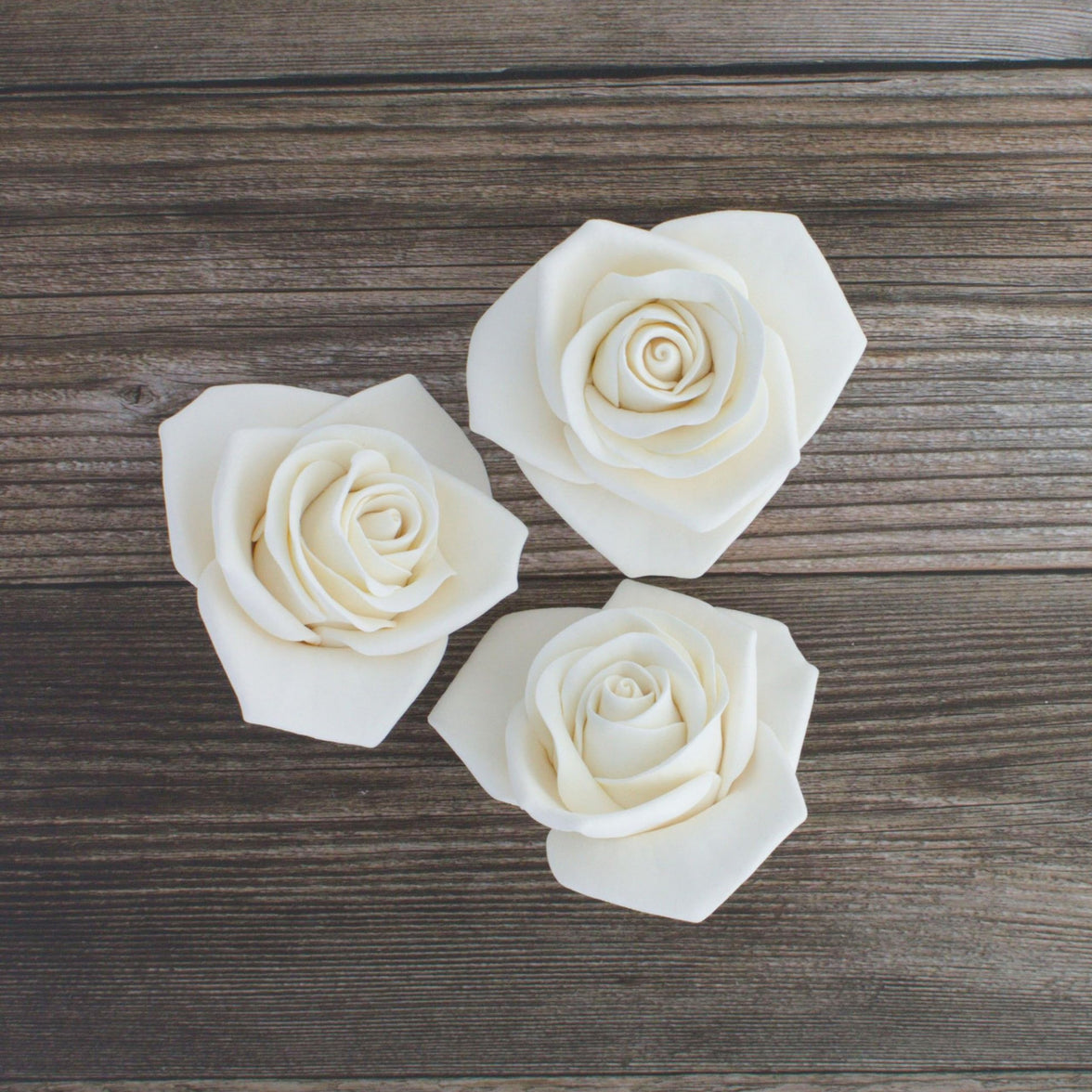 Peace Rose Sugar Flowers for Cake Decorating, by Global Sugar Art, Large, White