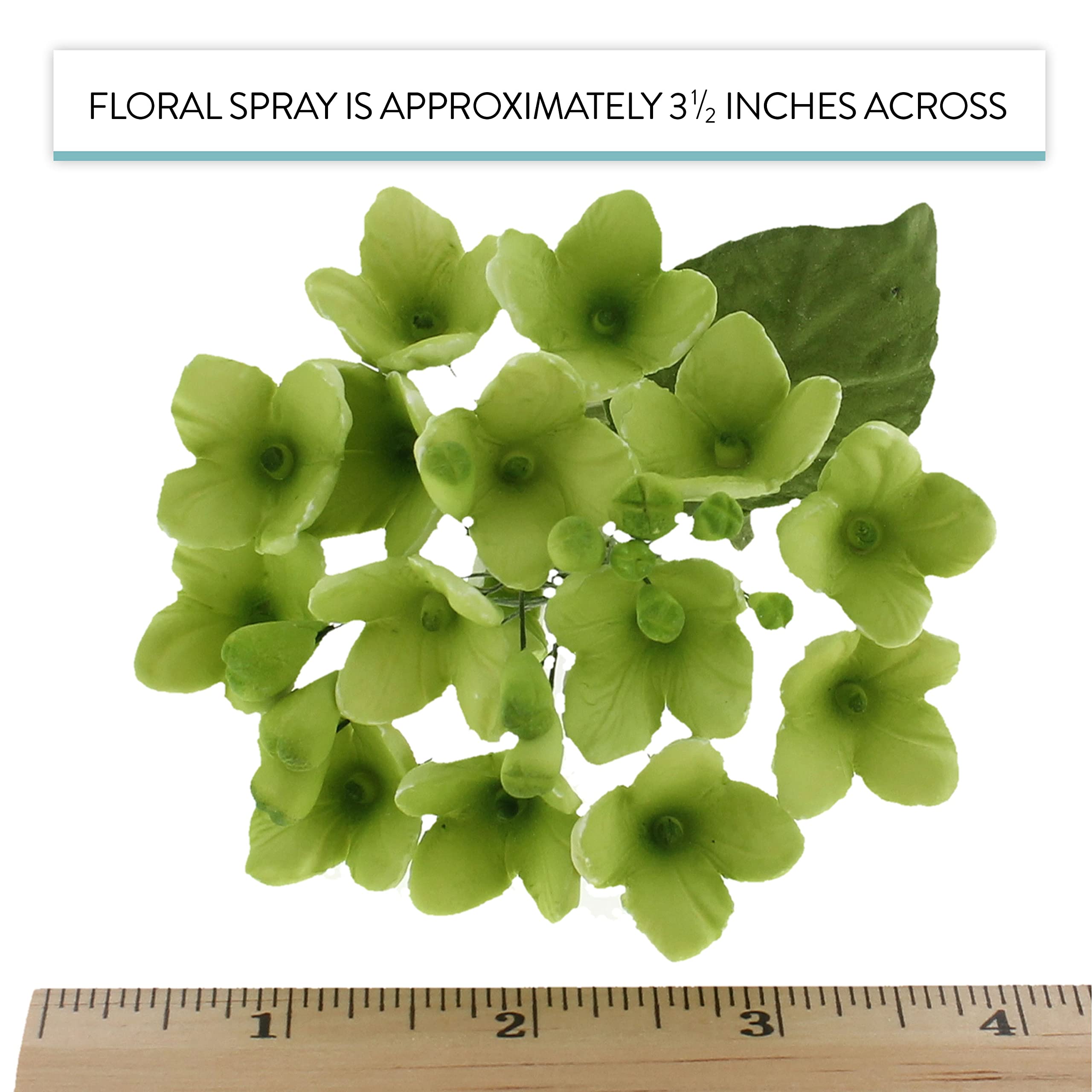 Hydrangea Blossoms Sprays, Sugar Cake Flowers by Global Sugar Art, 4 Count, Green