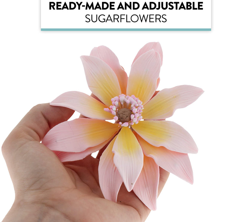 Tranquil Water Flowers, Decorative Sugar Cake Flowers by Global Sugar Art, 3 Count, Pink