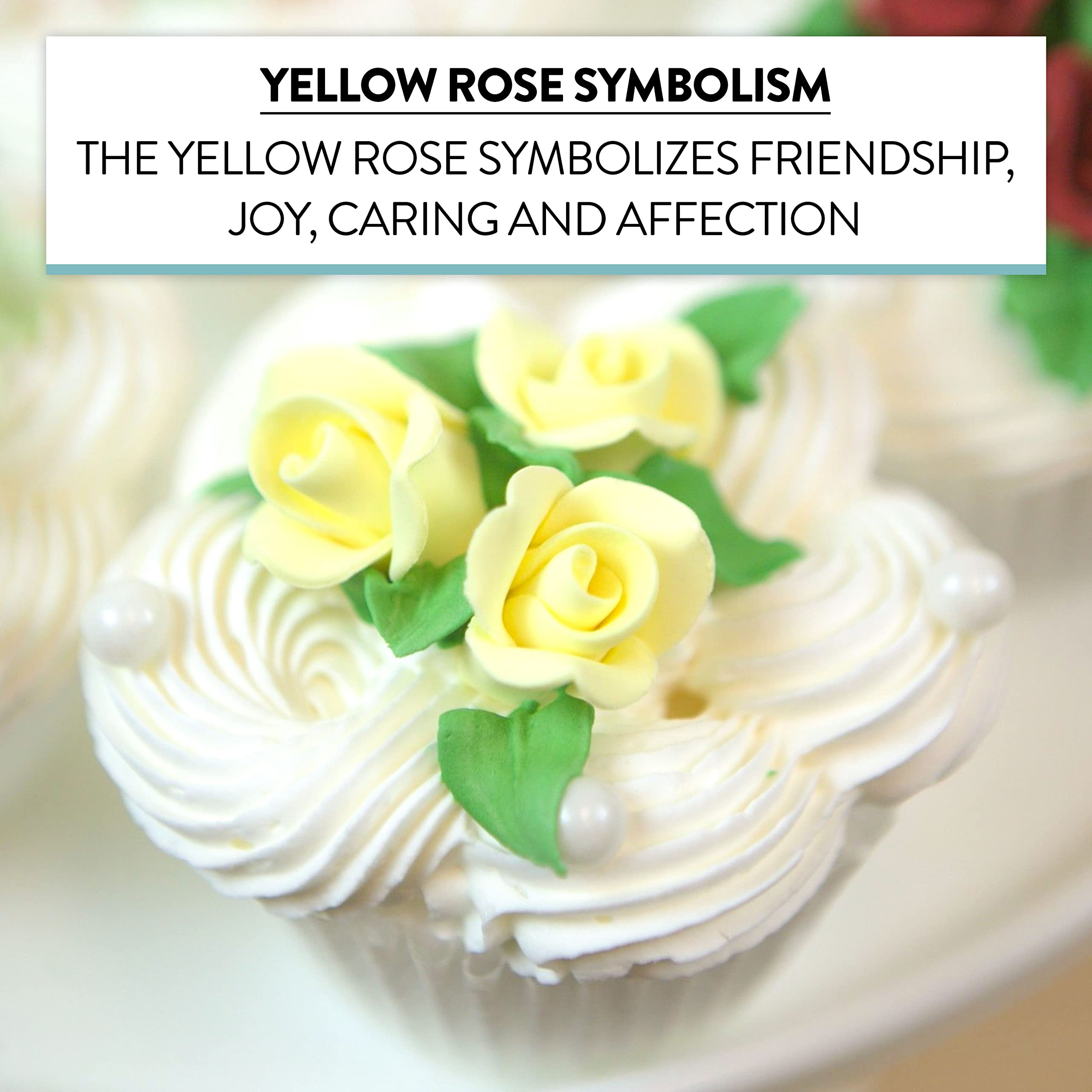 Tiny Rose Sugar Flowers, Edible Cupcake Toppers, Extra Small, by Global Sugar Art, Yellow