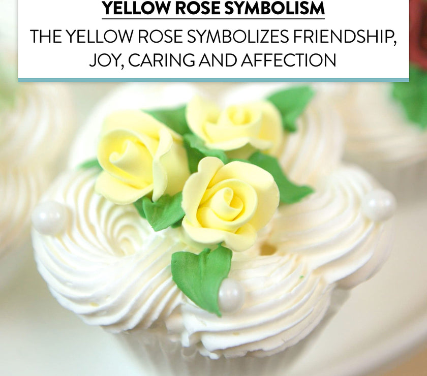 Tiny Rose Sugar Flowers, Edible Cupcake Toppers, Extra Small, by Global Sugar Art, Yellow