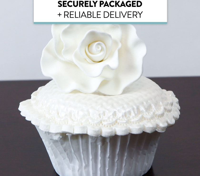 Aussie Roses, White Cake Toppers by Global Sugar Art, White, 8 Count