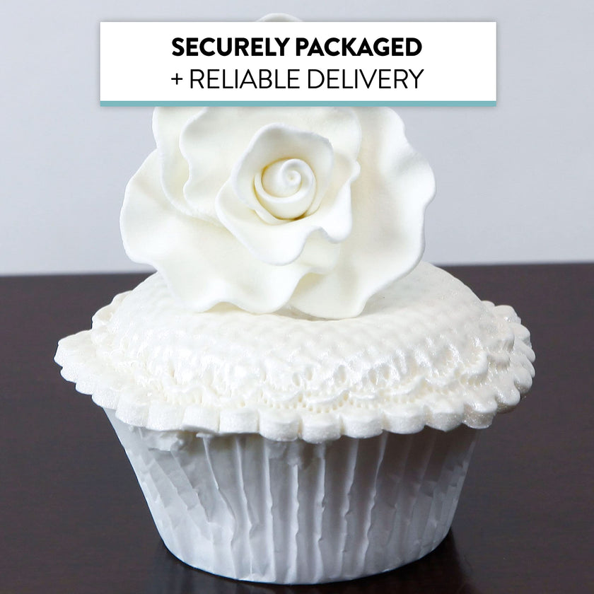 Aussie Roses, White Cake Toppers by Global Sugar Art, White, 8 Count