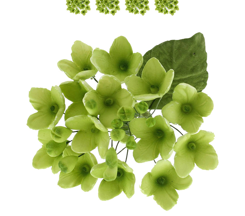 Hydrangea Blossoms Sprays, Sugar Cake Flowers by Global Sugar Art, 4 Count, Green