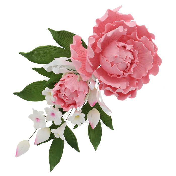 Premium Peony Sprays for Cake Decorating by Global Sugar Art, Pink Closed