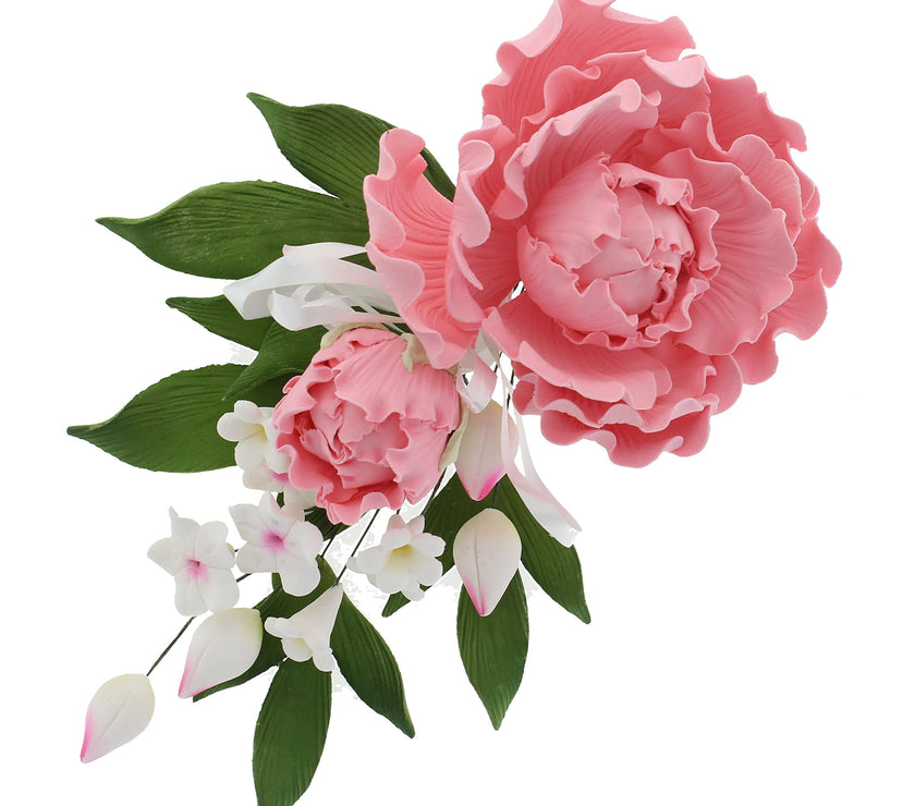 Premium Peony Sprays for Cake Decorating by Global Sugar Art, Pink Closed