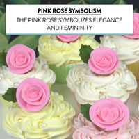 Premium Edible Roses for Cakes and Cupcakes, Sweet Royal Icing Roses, by Global Sugar Art, Pink