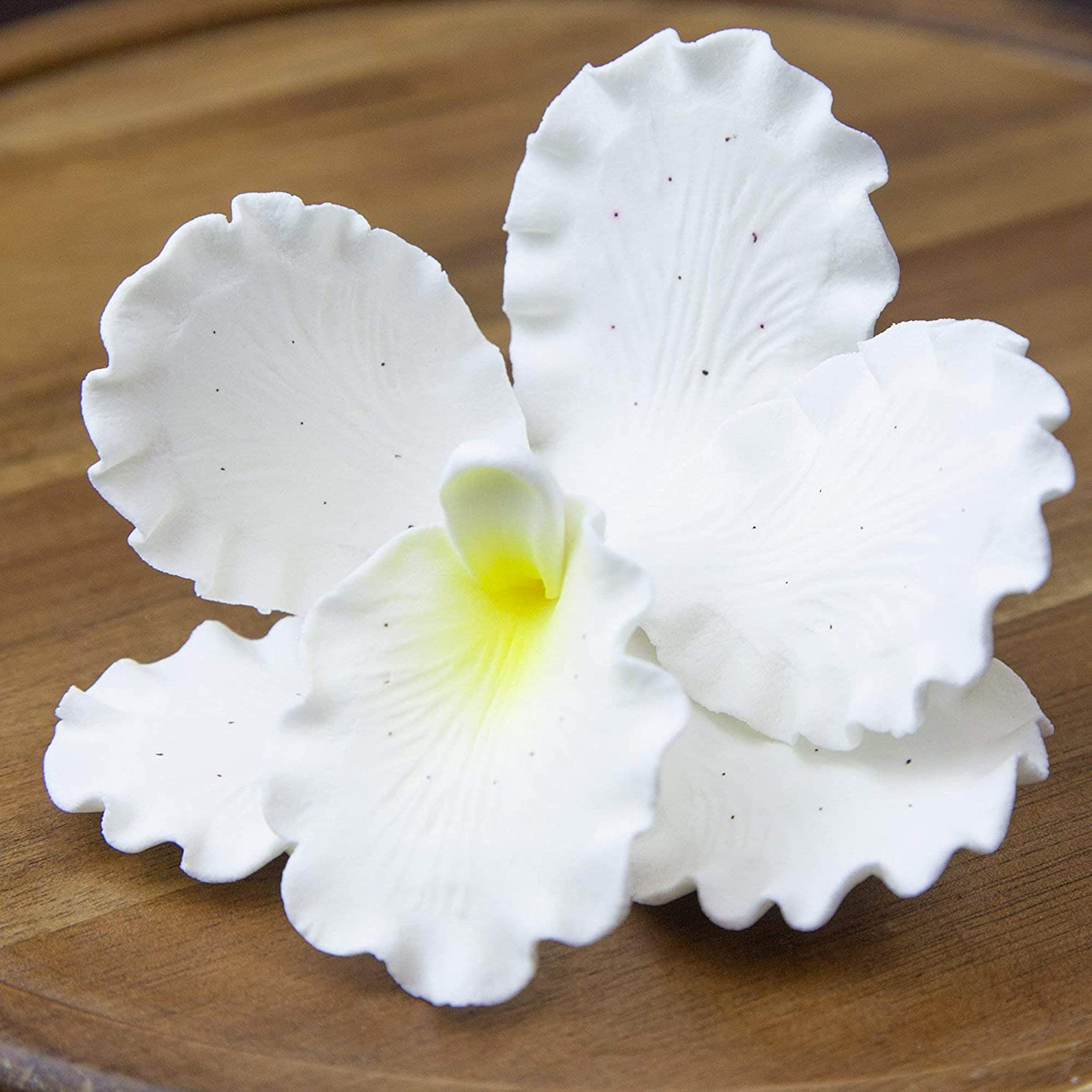 Orchid Sugar Cake Flowers, Cattleya Orchids, by Global Sugar Art, Large, White, 3 Count