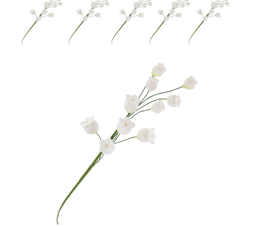 Lily of the Valley Sugar Cake Flowers, Filler Spray by Global Sugar Art, White, 5 Count