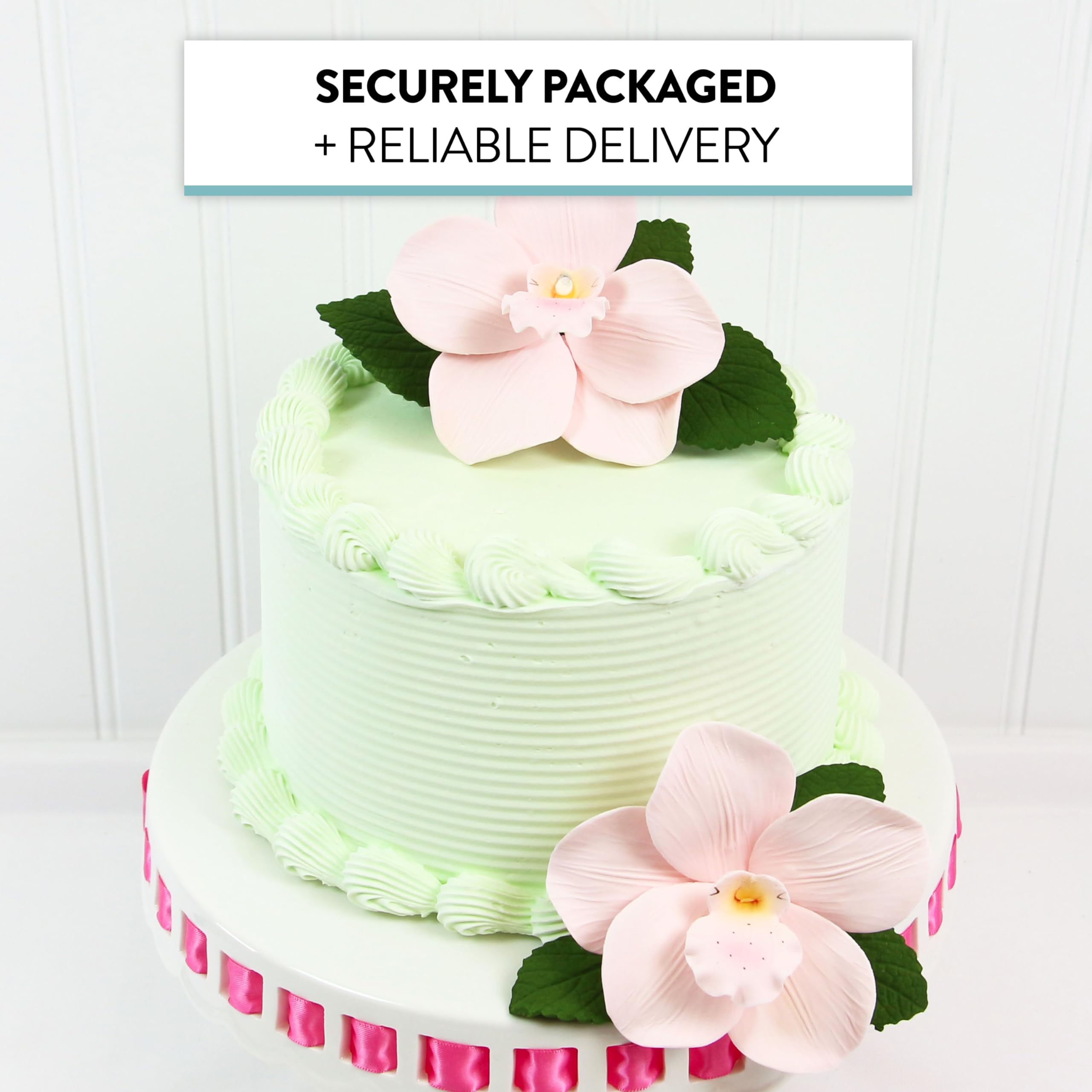 Orchid Sugar Cake Flowers, Cymbidium Orchids, by Global Sugar Art, Large, Pink, 3 Count