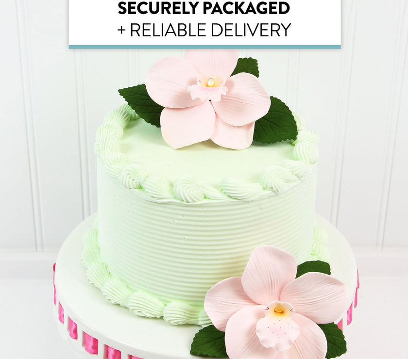 Orchid Sugar Cake Flowers, Cymbidium Orchids, by Global Sugar Art, Large, Pink, 3 Count