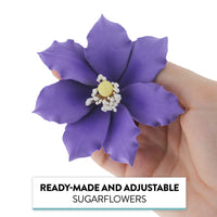 Clematis Gum Paste Sugar Cake Flowers by Global Sugar Art, Purple, 9 Count