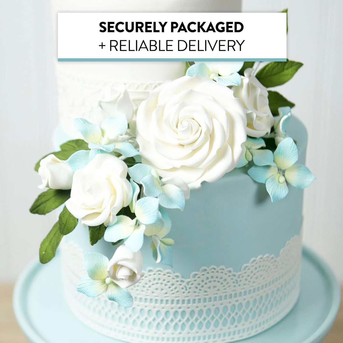 Hydrangea Blossoms, Flat Sugar Flowers by Global Sugar Art, 24 Count Blue